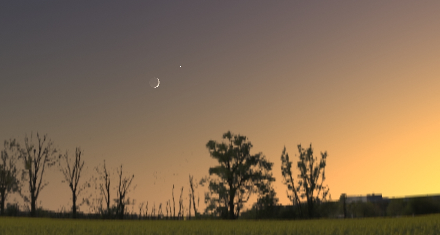 Lune et Vénus le 17 juillet 2026 à 21h45